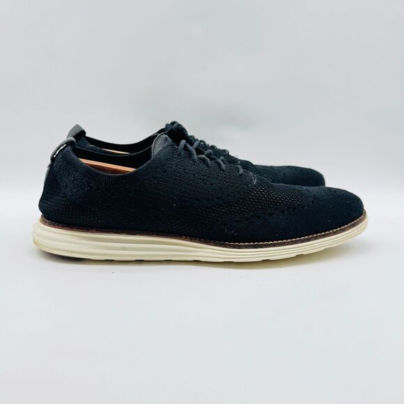 Cole Haan Shoes Mens 10.5 Black Stitchlight Wingtip Oxfords Knit Sneakers Casual - Picture 1 of 11